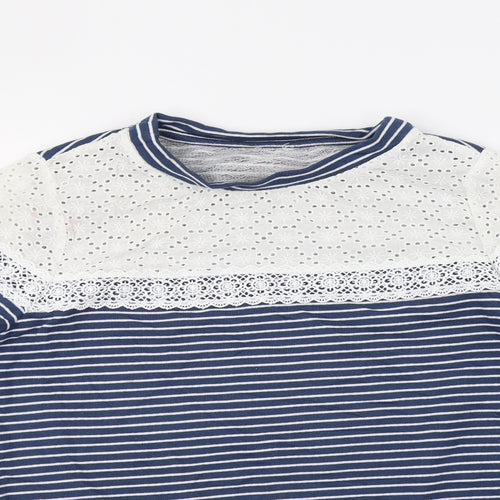 Matalan Womens White Striped  Pullover Sweatshirt Size 10