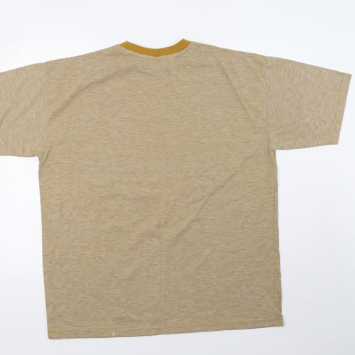 Preworn Mens Yellow Striped   T-Shirt Size L  - 48 pit to pit