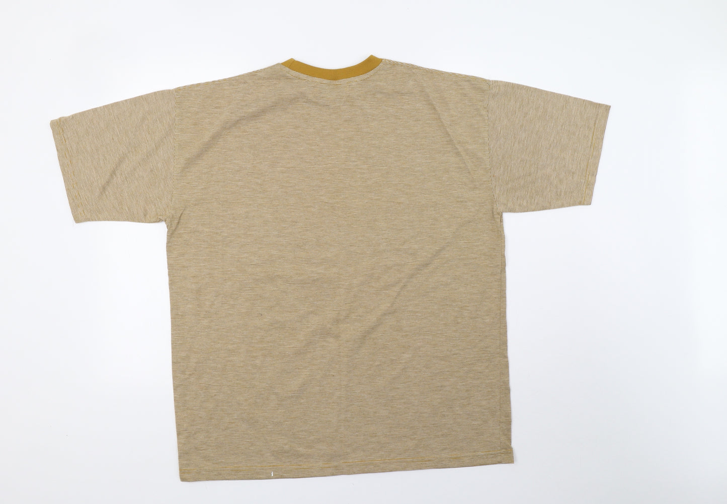 Preworn Mens Yellow Striped   T-Shirt Size L  - 48 pit to pit