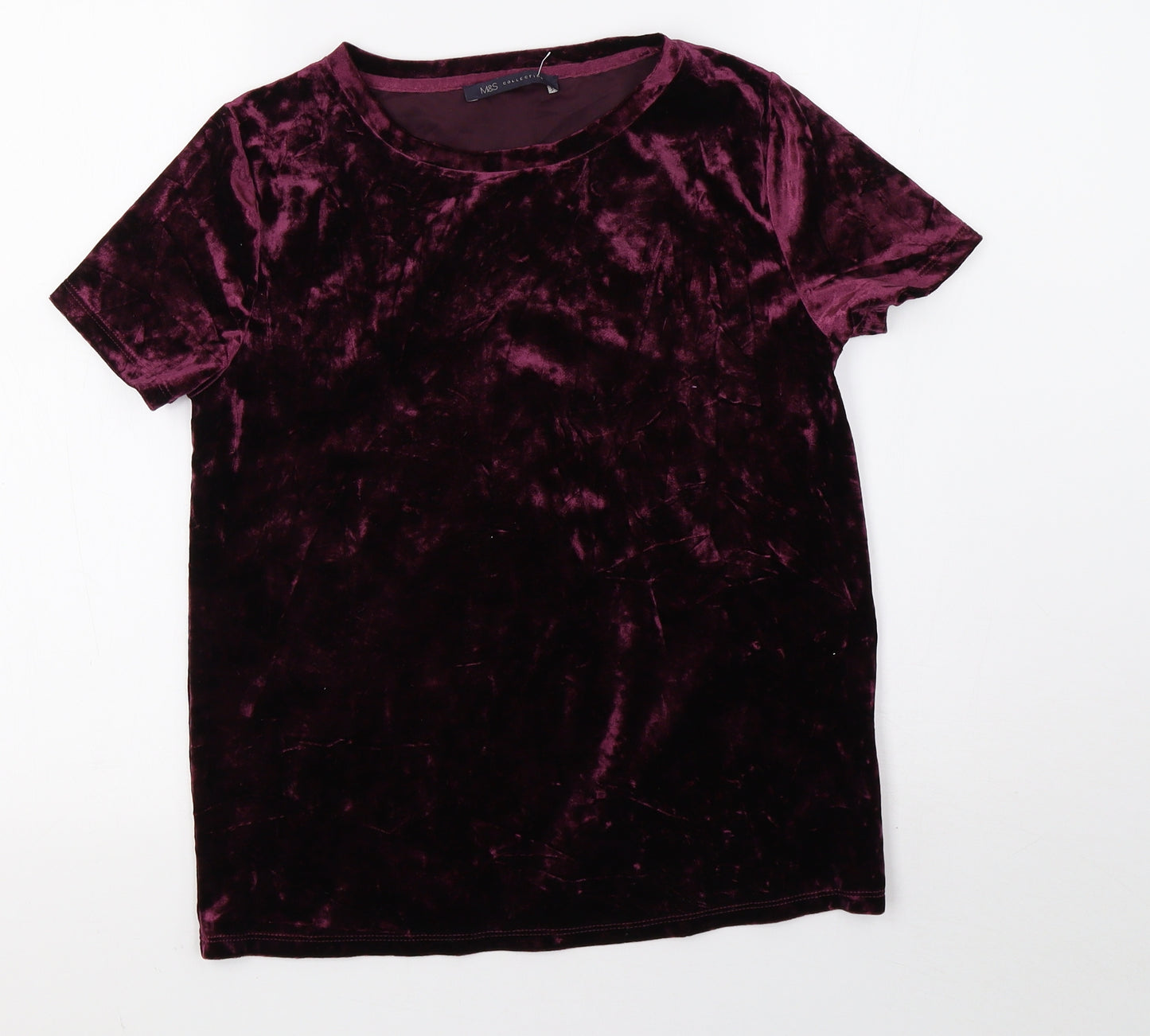 Marks and Spencer Womens Purple  Velvet Basic T-Shirt Size 6