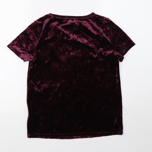 Marks and Spencer Womens Purple  Velvet Basic T-Shirt Size 6