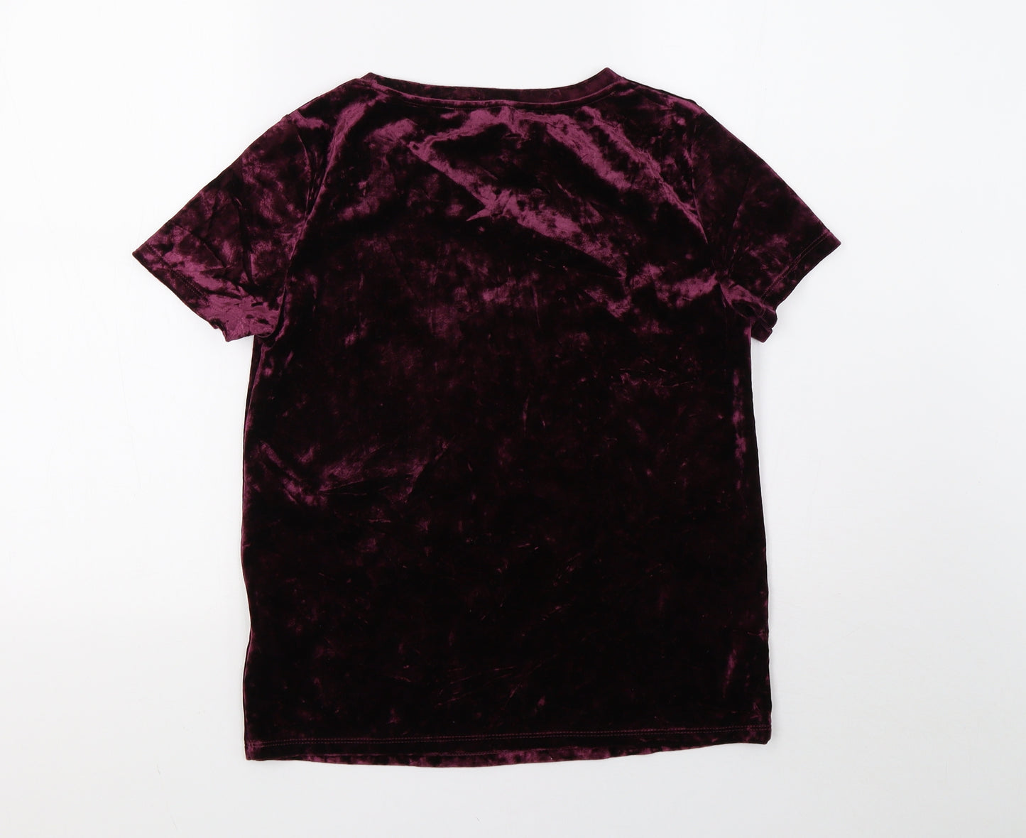 Marks and Spencer Womens Purple  Velvet Basic T-Shirt Size 6
