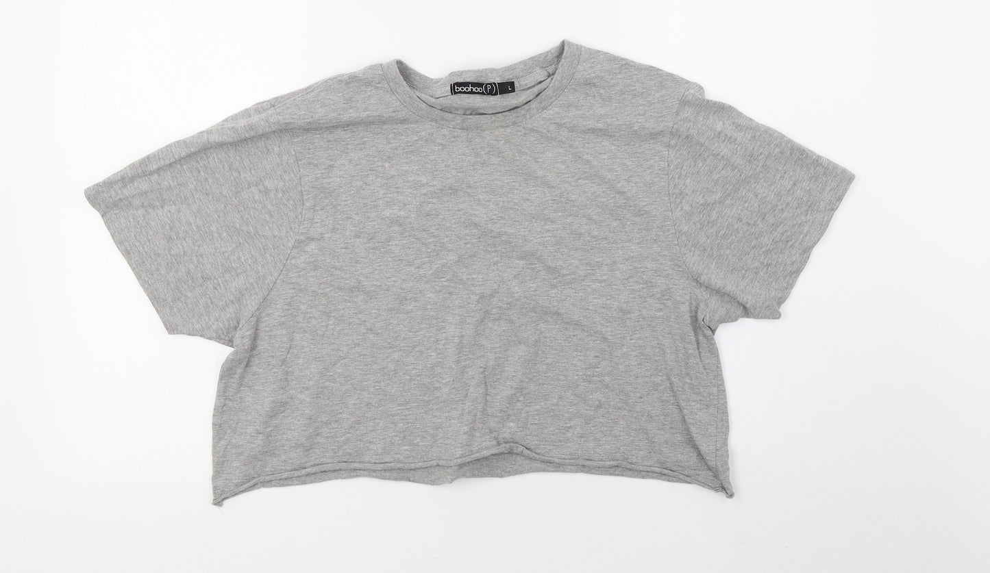 Boohoo Womens Grey   Cropped T-Shirt Size L