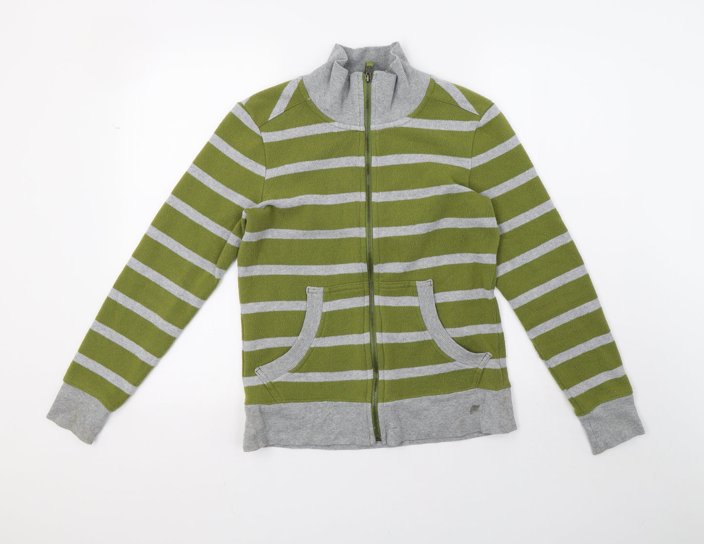 NEXT Womens Green Striped Knit Full Zip Sweatshirt Size 12