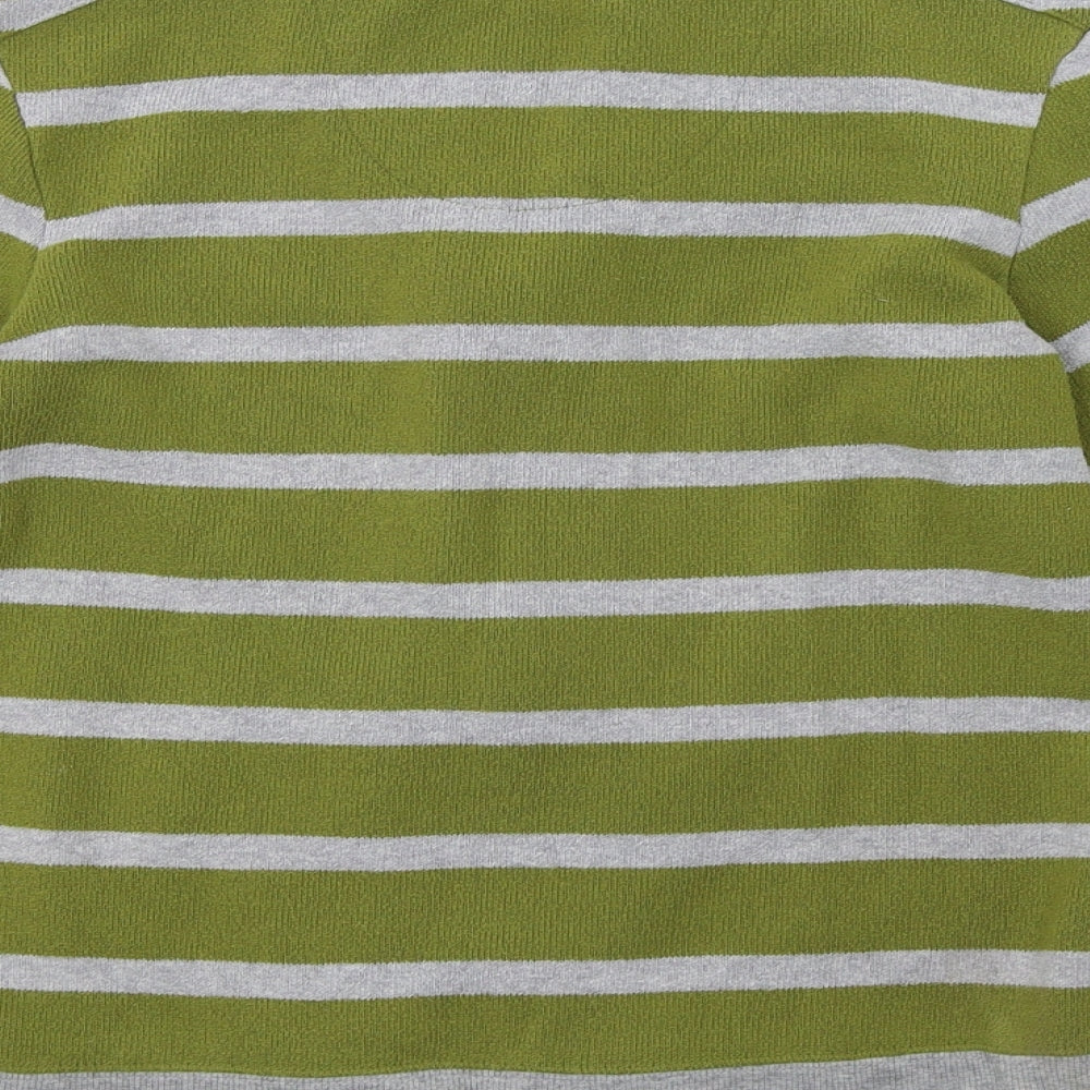 NEXT Womens Green Striped Knit Full Zip Sweatshirt Size 12