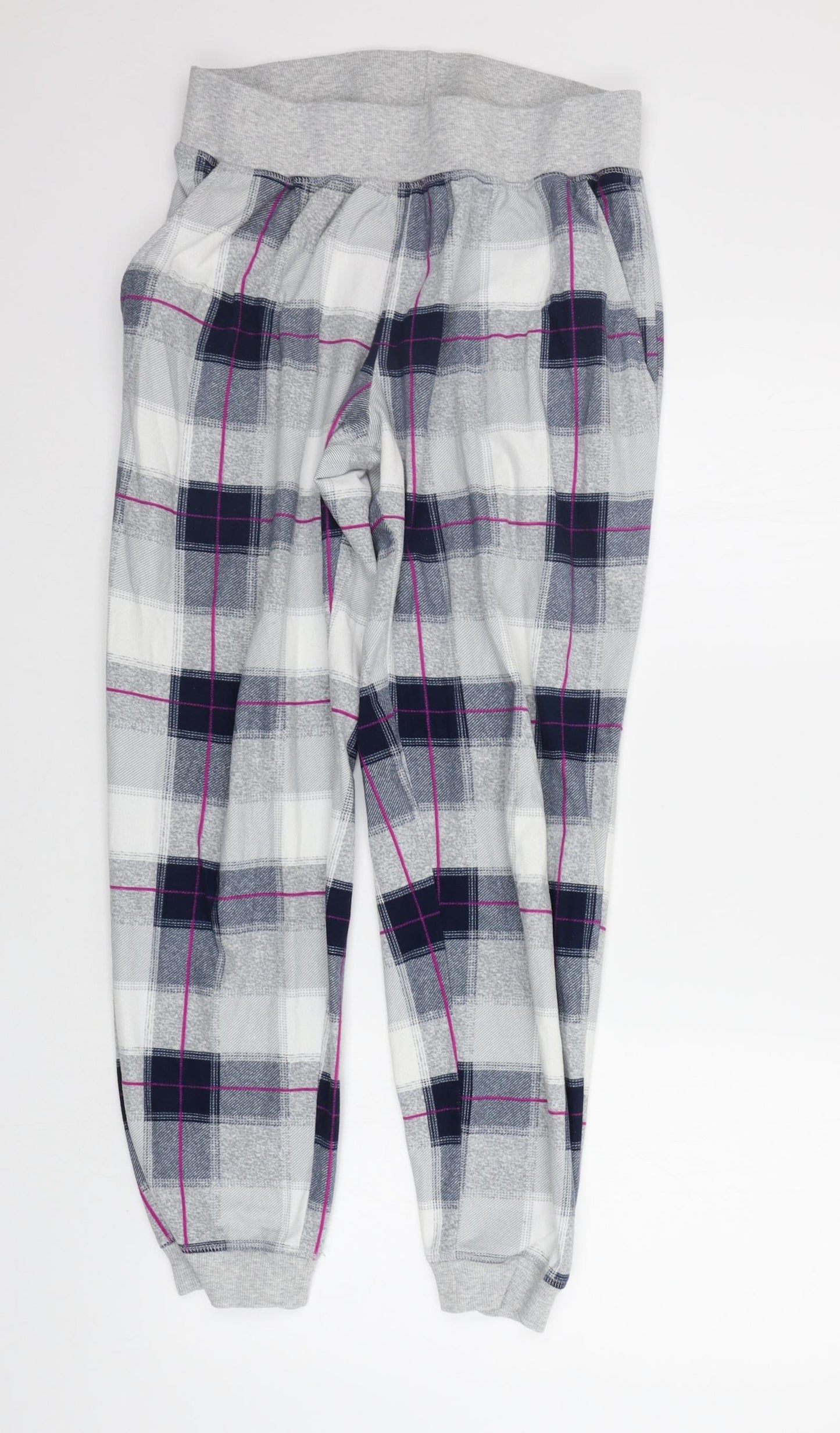 NEXT Womens Grey Check  Top Lounge Pants Size M  - Elasticated Waist