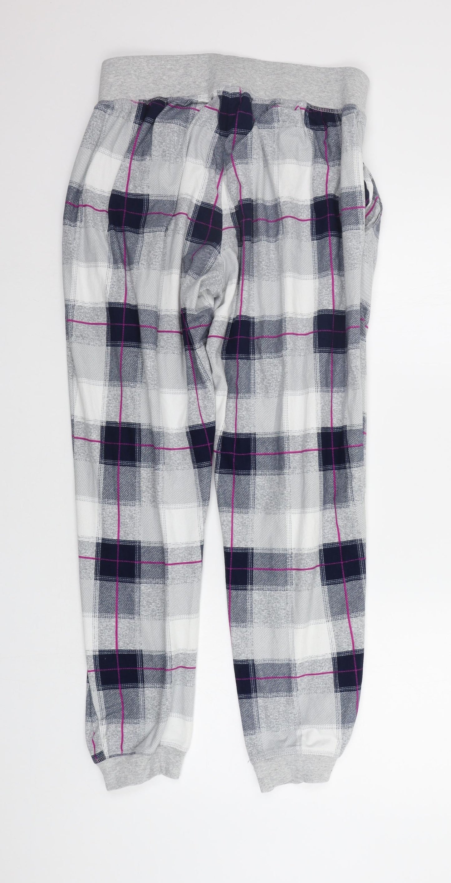 NEXT Womens Grey Check  Top Lounge Pants Size M  - Elasticated Waist