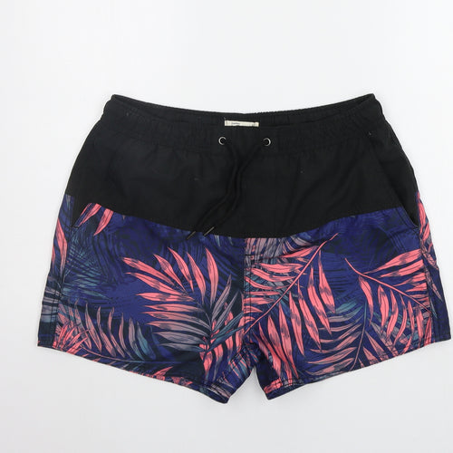 Another Influence Mens Black Floral  Sweat Shorts Size S - Elasticated Waist