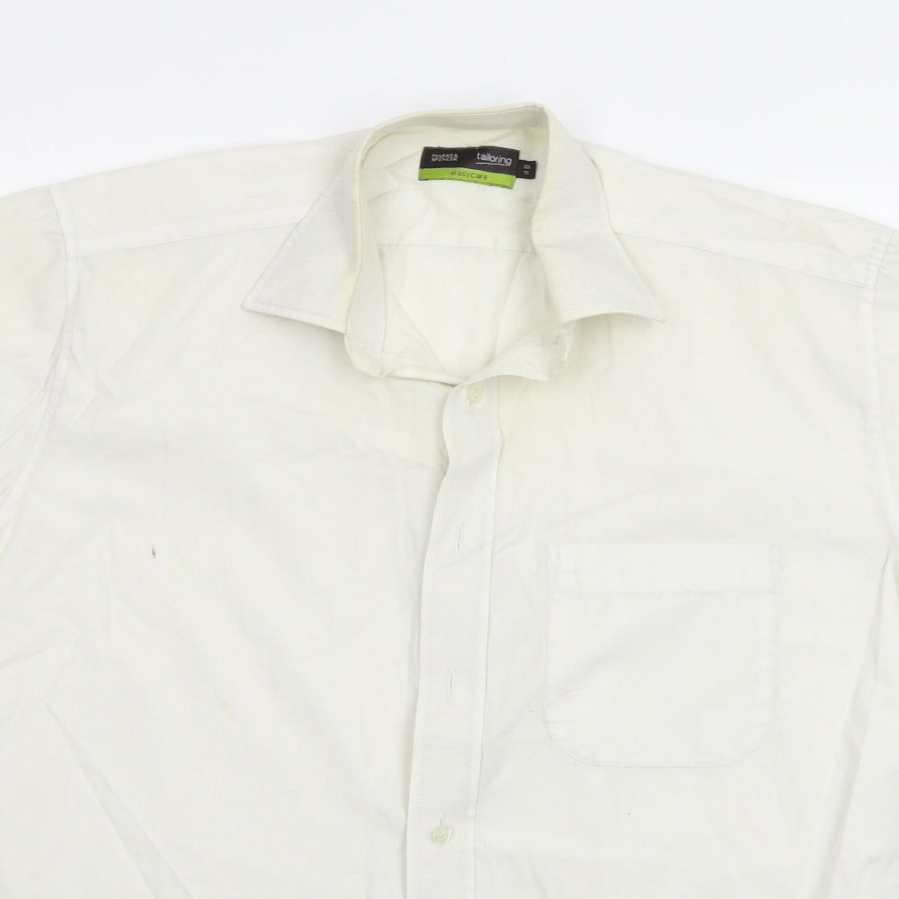 Marks and Spencer Mens Yellow    Button-Up Size 15