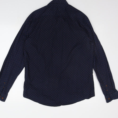 Ben Sherman Mens Blue Geometric   Button-Up Size L