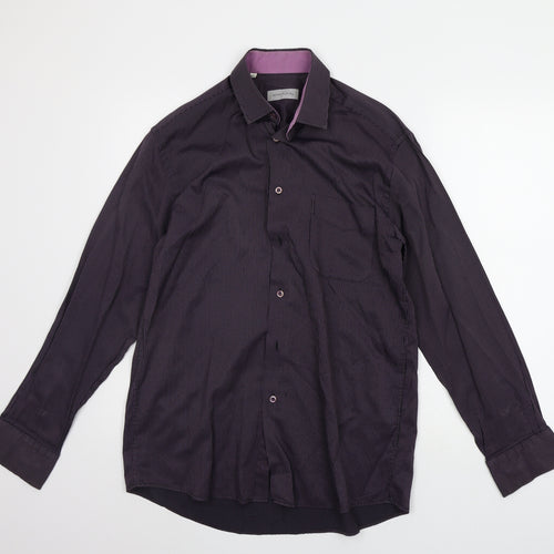 James Aubrey Mens Purple Striped   Button-Up Size M