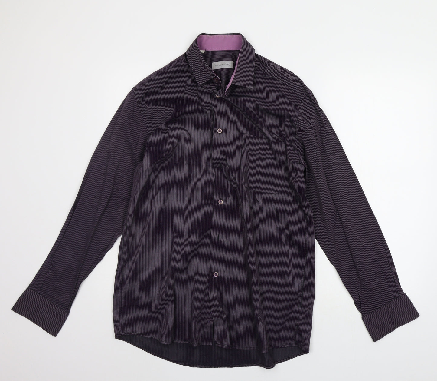 James Aubrey Mens Purple Striped   Button-Up Size M