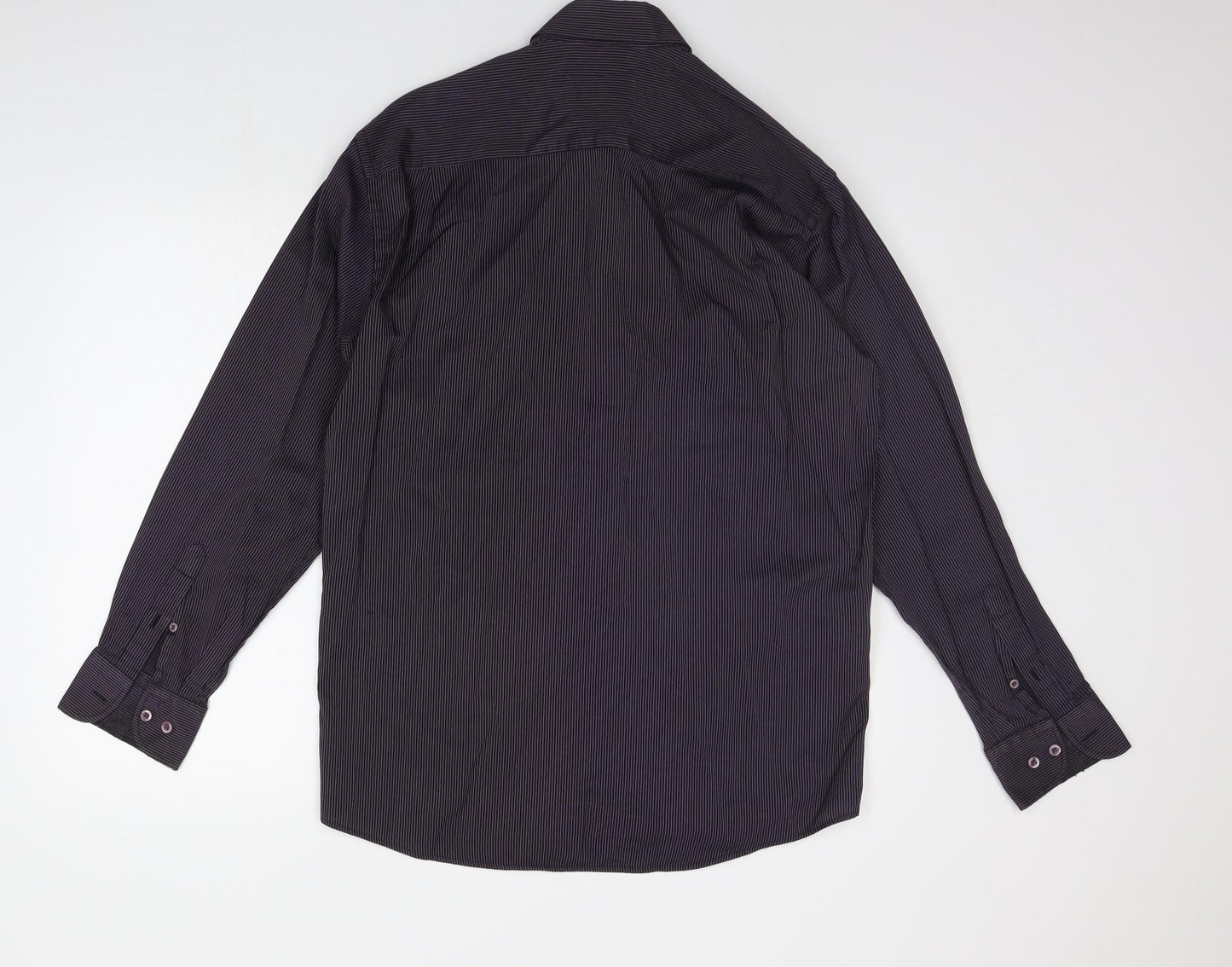 James Aubrey Mens Purple Striped   Button-Up Size M