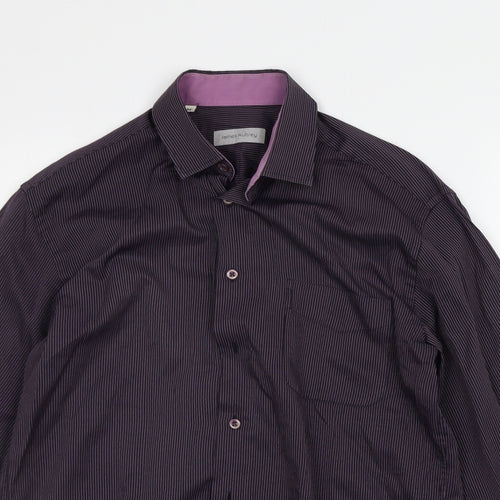 James Aubrey Mens Purple Striped   Button-Up Size M