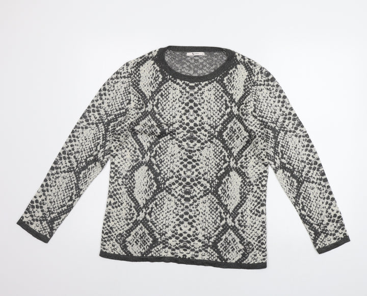 TU Womens Grey Geometric Pullover Jumper Size 12
