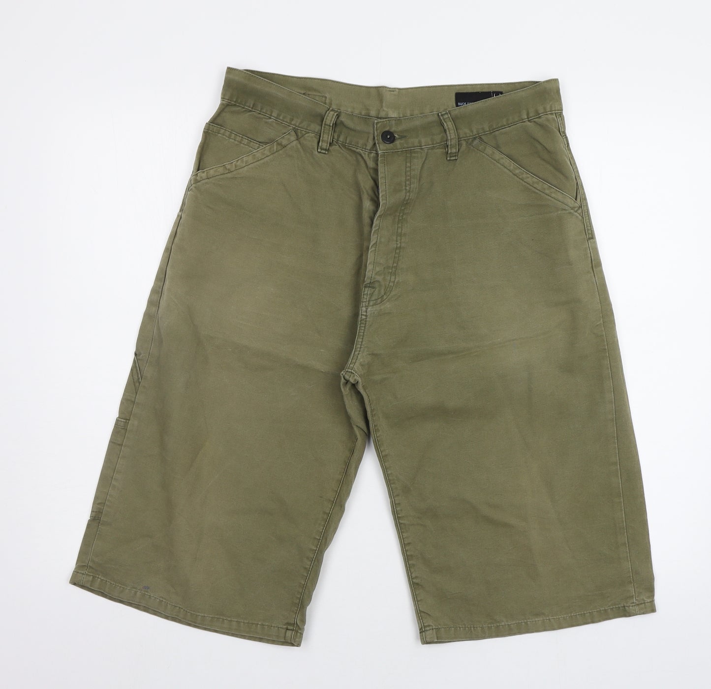 Duck and Cover Mens Green   Chino Shorts Size 34 in