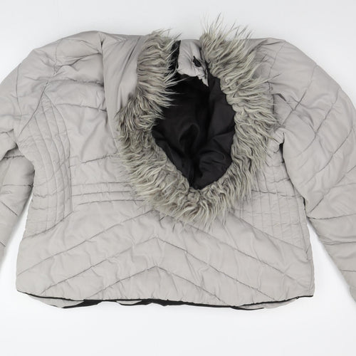 George Womens Grey   Jacket Coat Size 22  - fuax fur hood