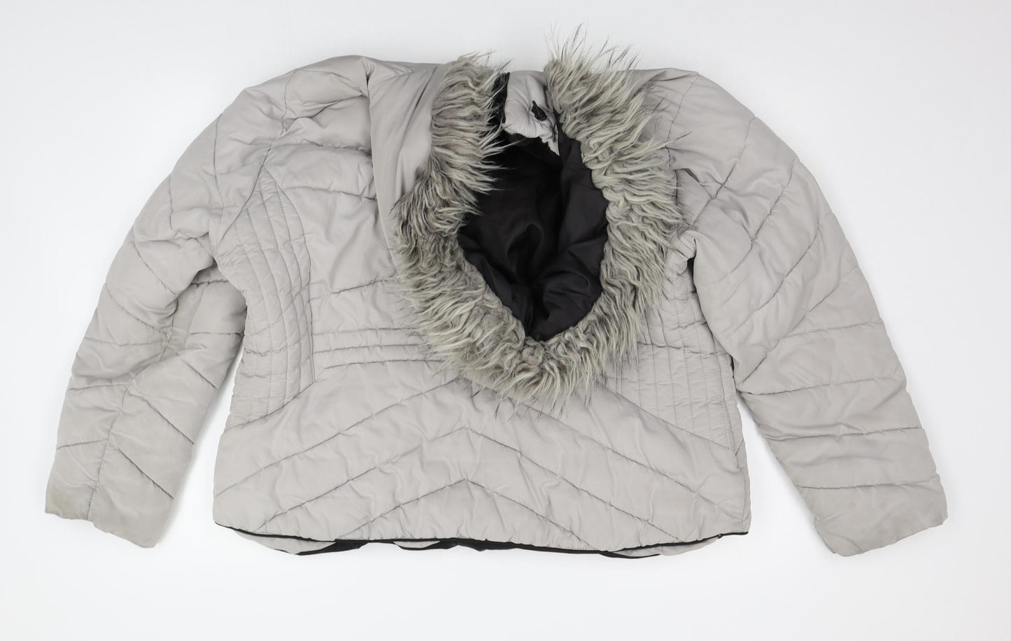 George Womens Grey   Jacket Coat Size 22  - fuax fur hood