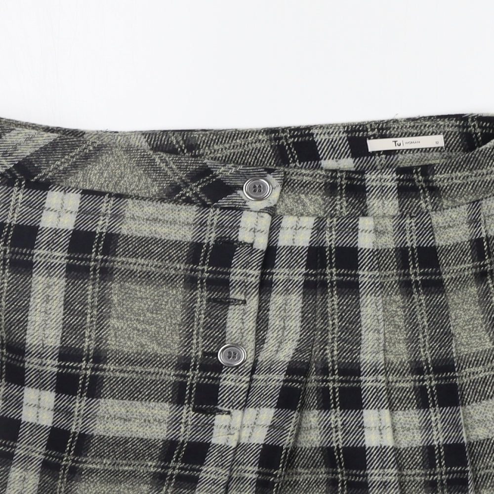 TU Womens Grey Check  A-Line Skirt Size 12