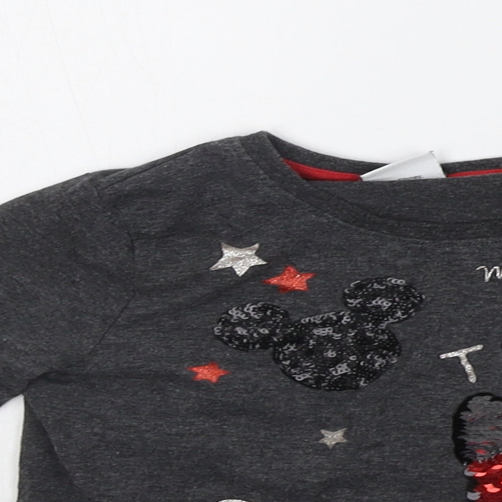 Matalan Girls Grey   Basic T-Shirt Size 2-3 Years  - Sequin detail