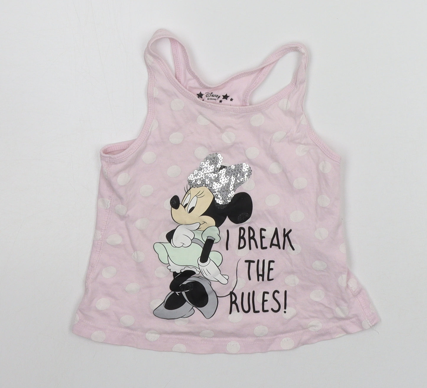 NEXT Girls Pink Polka Dot  Basic T-Shirt Size 2-3 Years  - Sequin detail