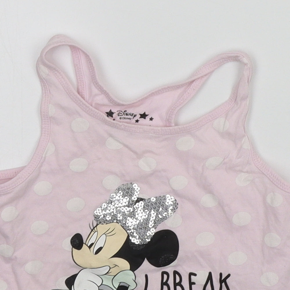 NEXT Girls Pink Polka Dot  Basic T-Shirt Size 2-3 Years  - Sequin detail