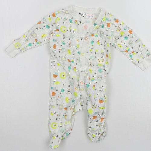 Minoti Baby White Geometric  Babygrow One-Piece Size 0-3 Months