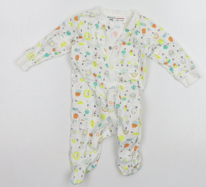 Minoti Baby White Geometric Babygrow One-Piece Size 0-3 Months