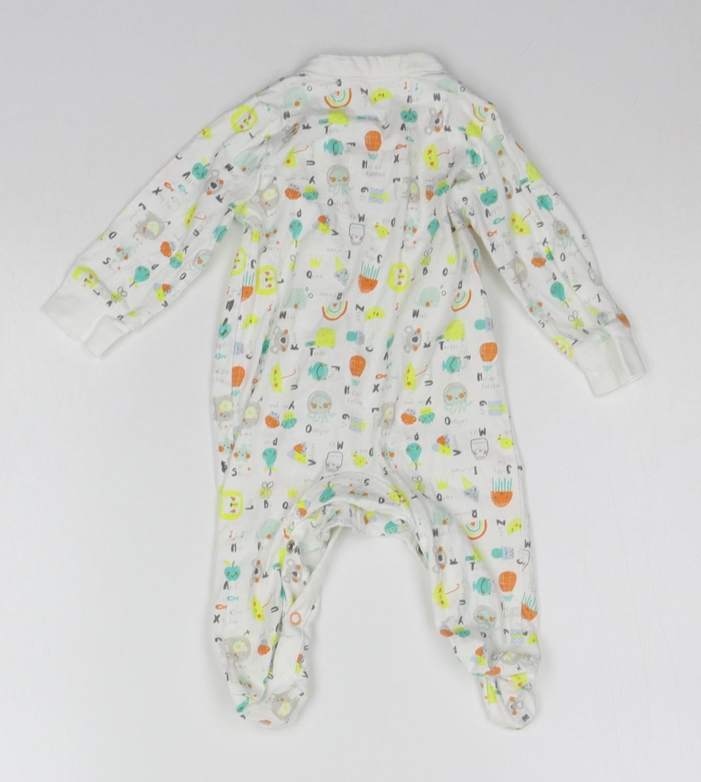 Minoti Baby White Geometric  Babygrow One-Piece Size 0-3 Months