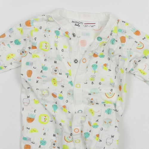 Minoti Baby White Geometric  Babygrow One-Piece Size 0-3 Months