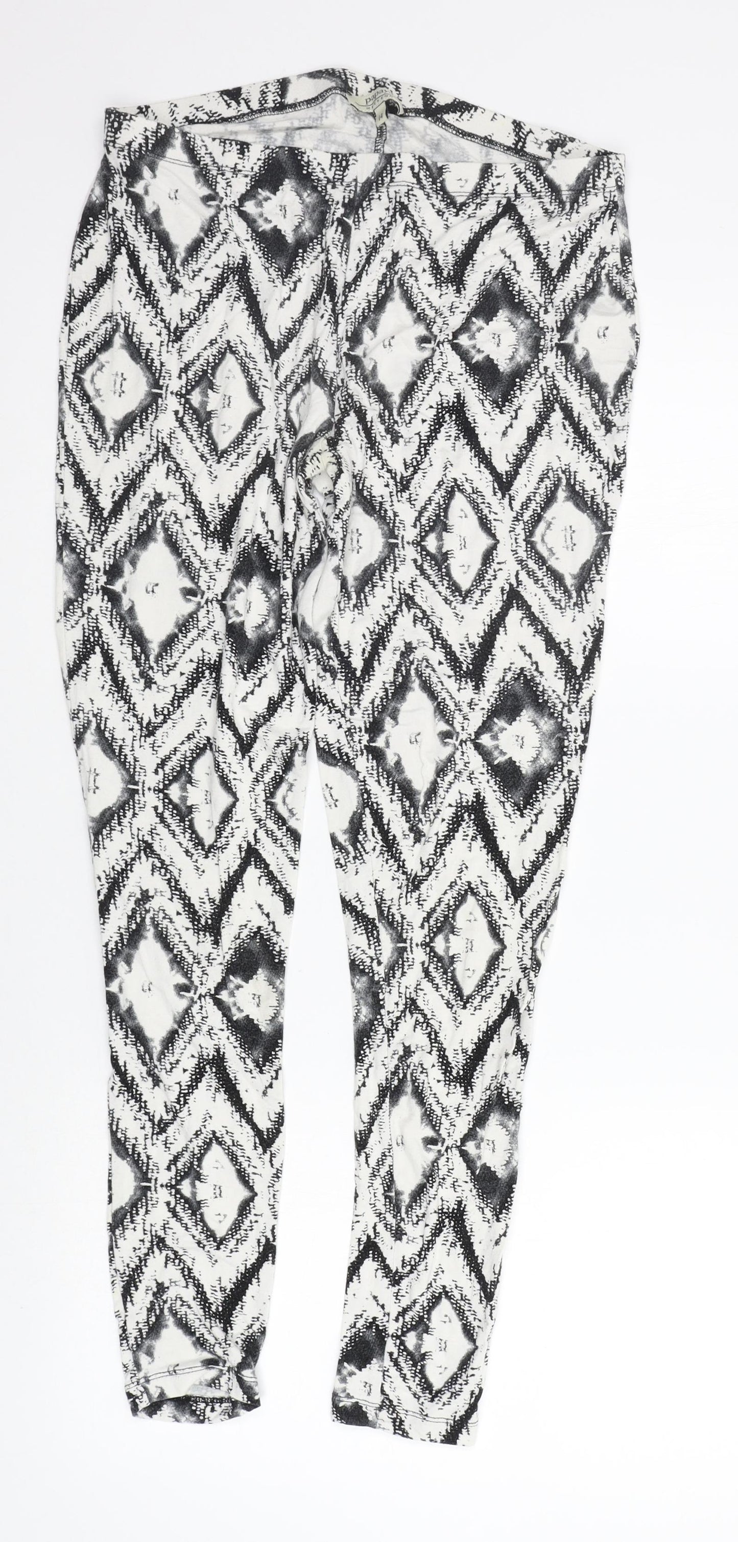 Papaya Womens Grey Geometric  Jegging Trousers Size 14 L25 in