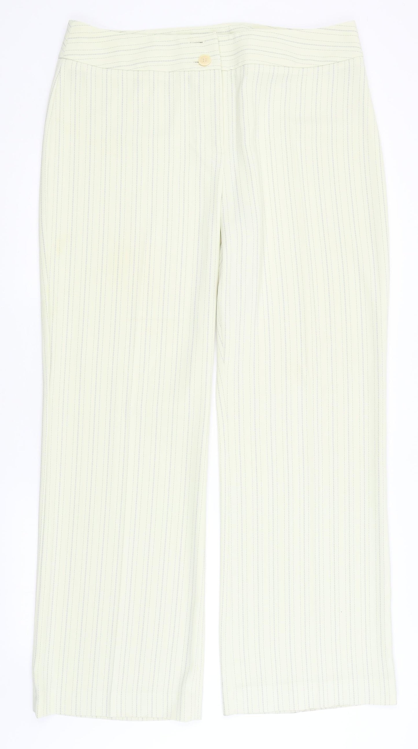 Planet Womens White Striped  Trousers  Size 16 L31.5 in