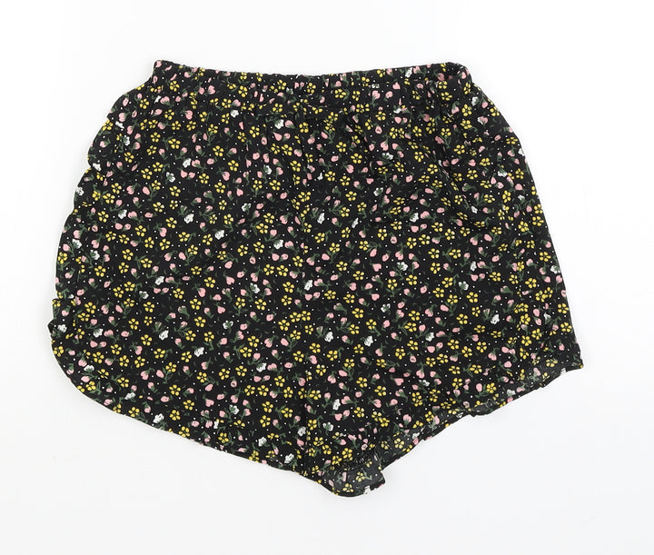 Primark Girls Black Floral Hot Pants Shorts Size 10-11 Years