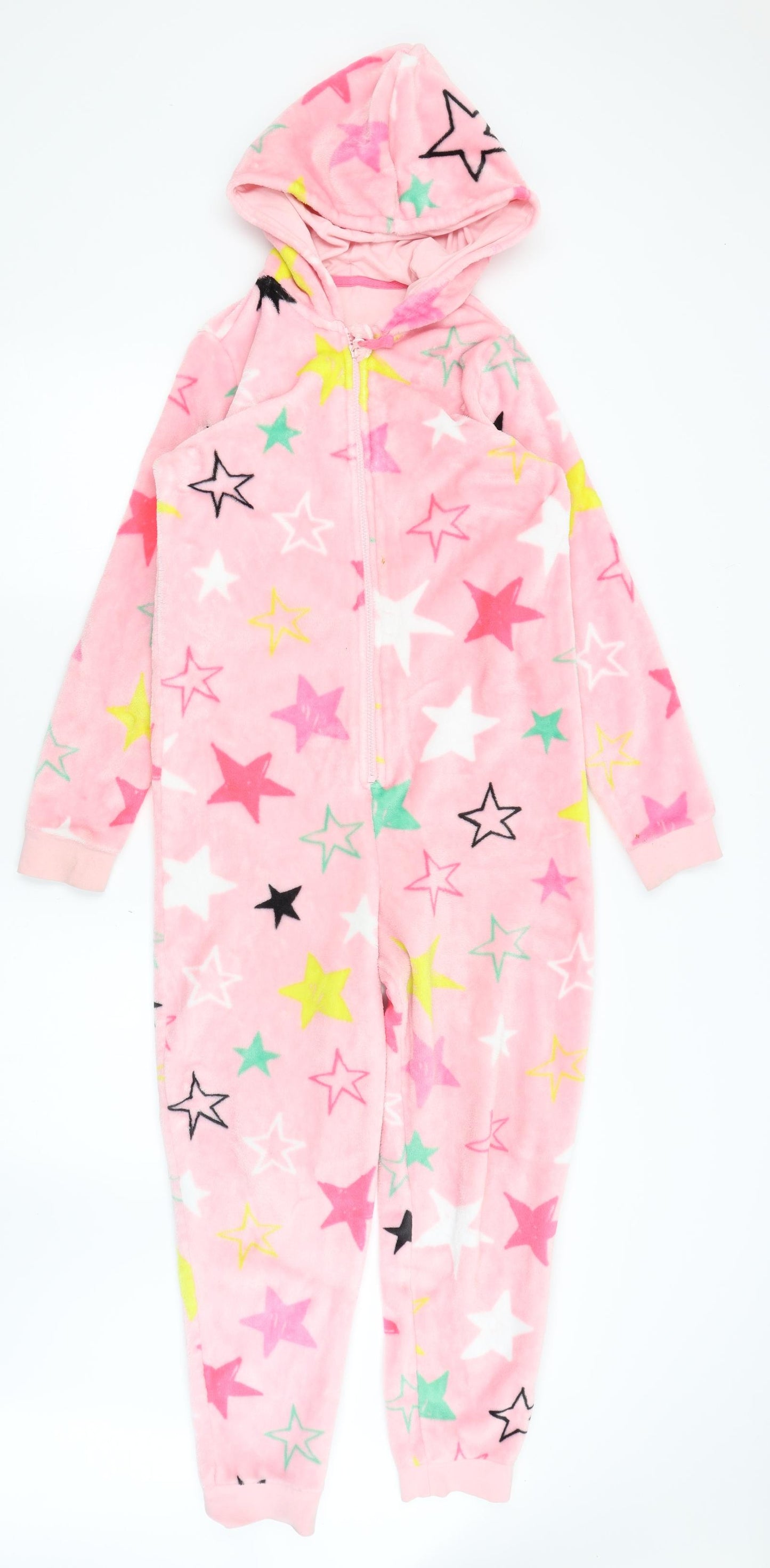 M&S Girls Pink Solid  Top One Piece Size 11-12 Years  - Stars