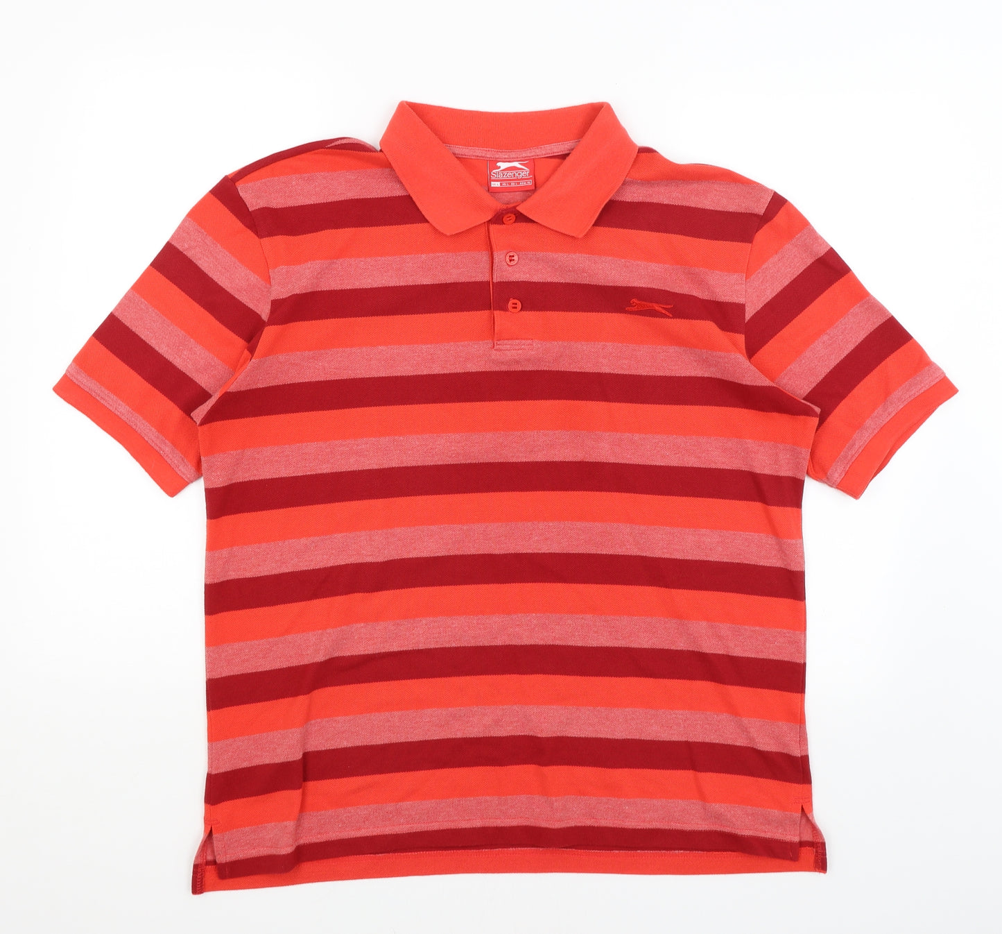 Slazenger Mens Orange Striped   Polo Size L