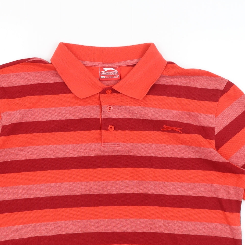 Slazenger Mens Orange Striped   Polo Size L