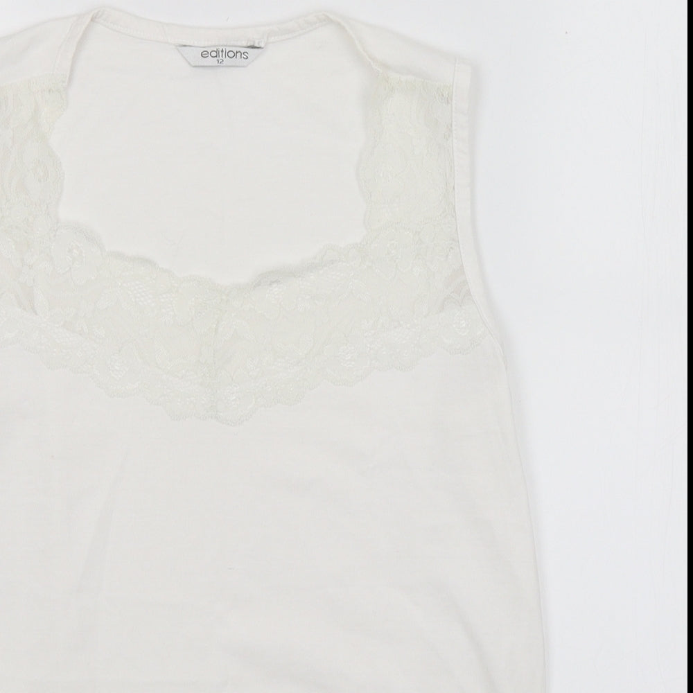 Editions Womens White   Basic Tank Size 12