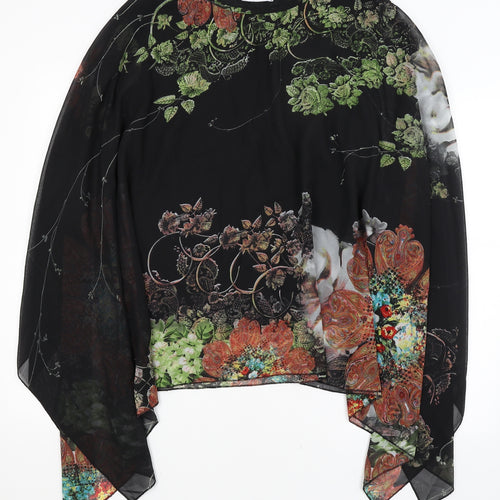 Letlylet Womens Black Paisley  Basic Blouse Size S