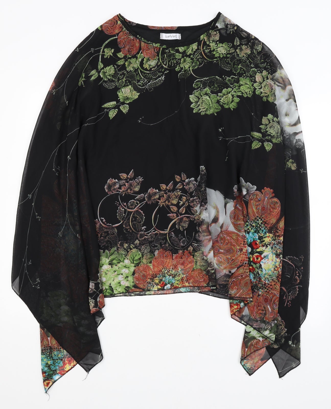 Letlylet Womens Black Paisley  Basic Blouse Size S
