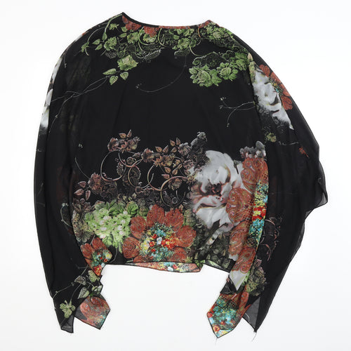 Letlylet Womens Black Paisley  Basic Blouse Size S