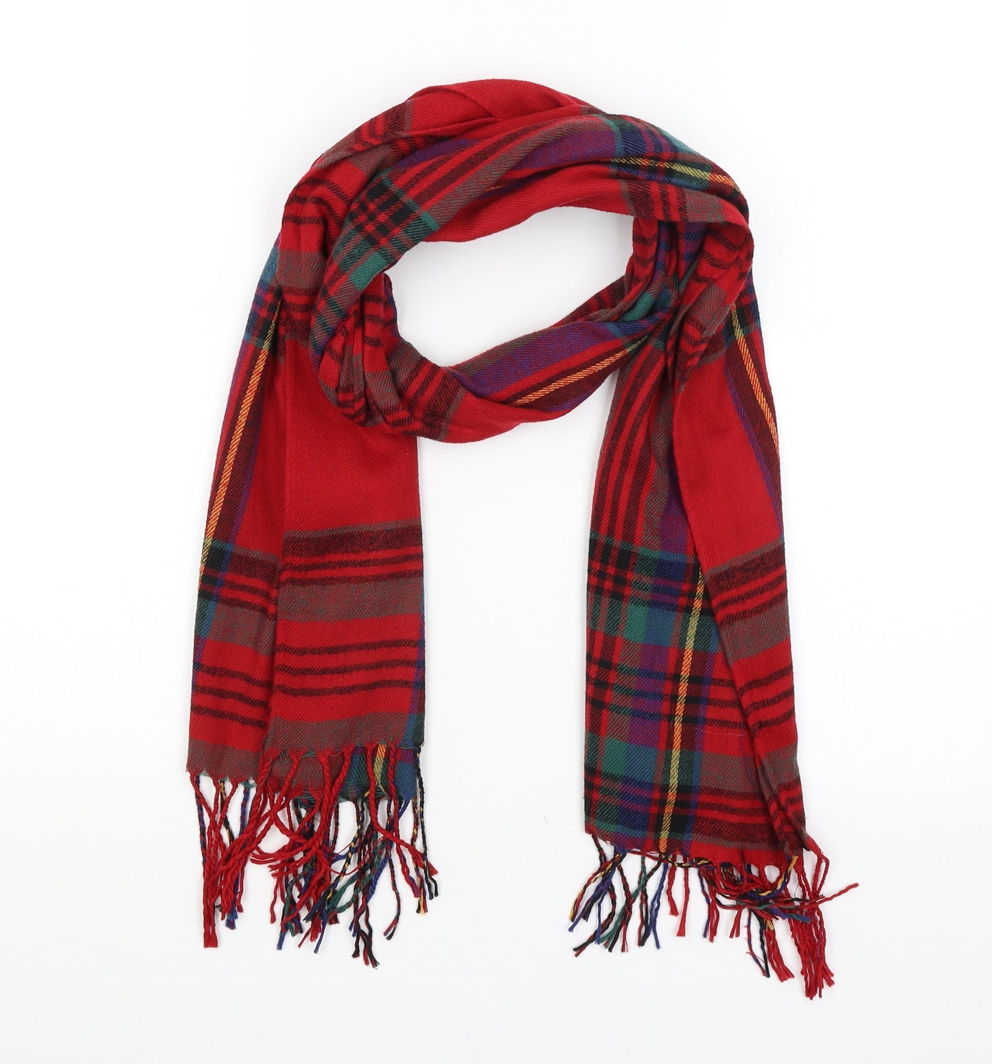 Preworn Womens Red Plaid   Scarf