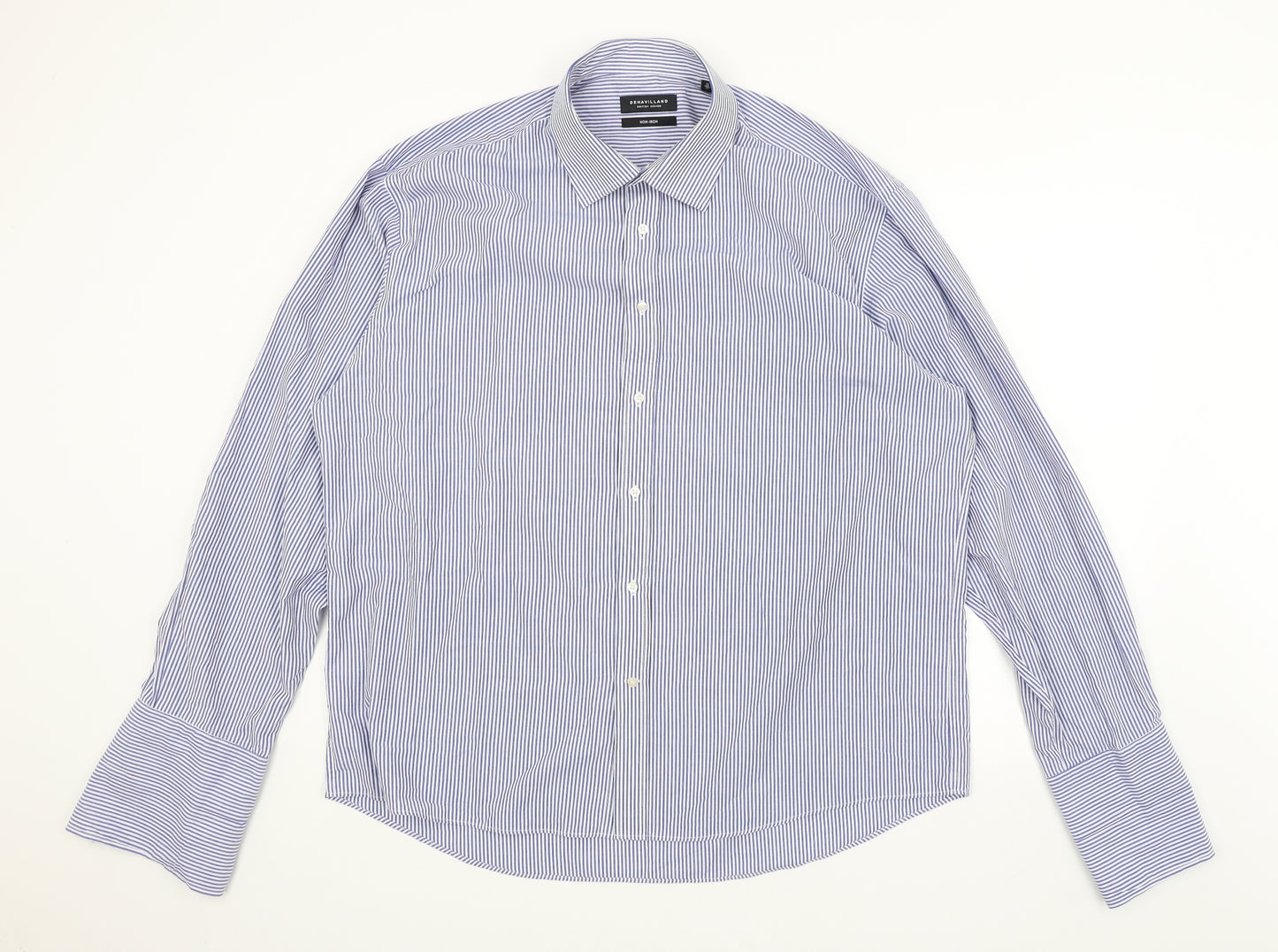 Dehavilland Mens Blue Striped   Dress Shirt Size 18