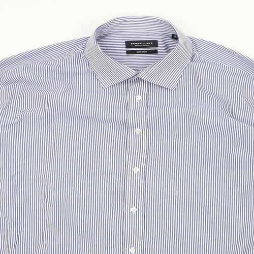 Dehavilland Mens Blue Striped   Dress Shirt Size 18