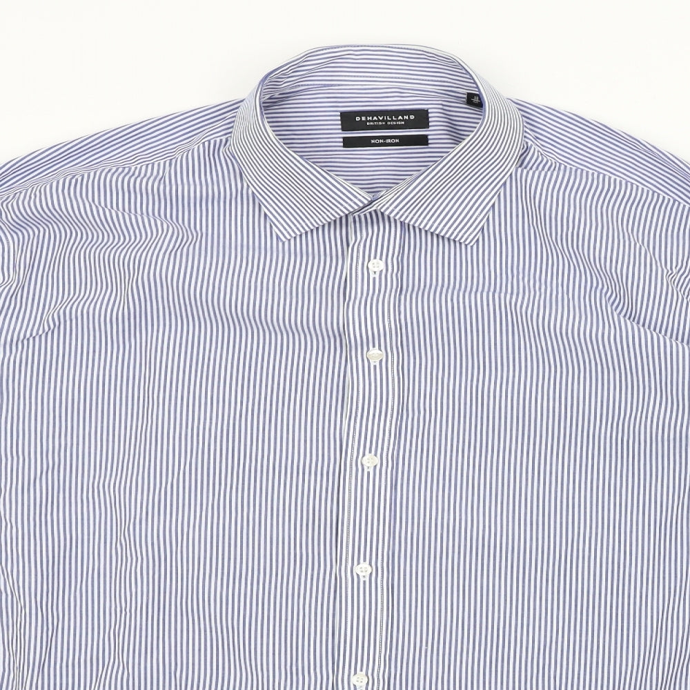 Dehavilland Mens Blue Striped   Dress Shirt Size 18