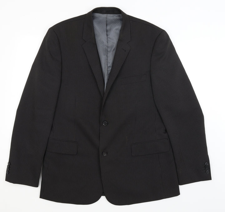 Taylor & Wright Mens Black Striped  Jacket Blazer Size L