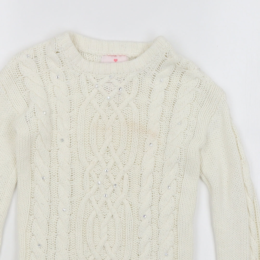 Lulu Rain Girls Ivory   Pullover Jumper Size 7-8 Years