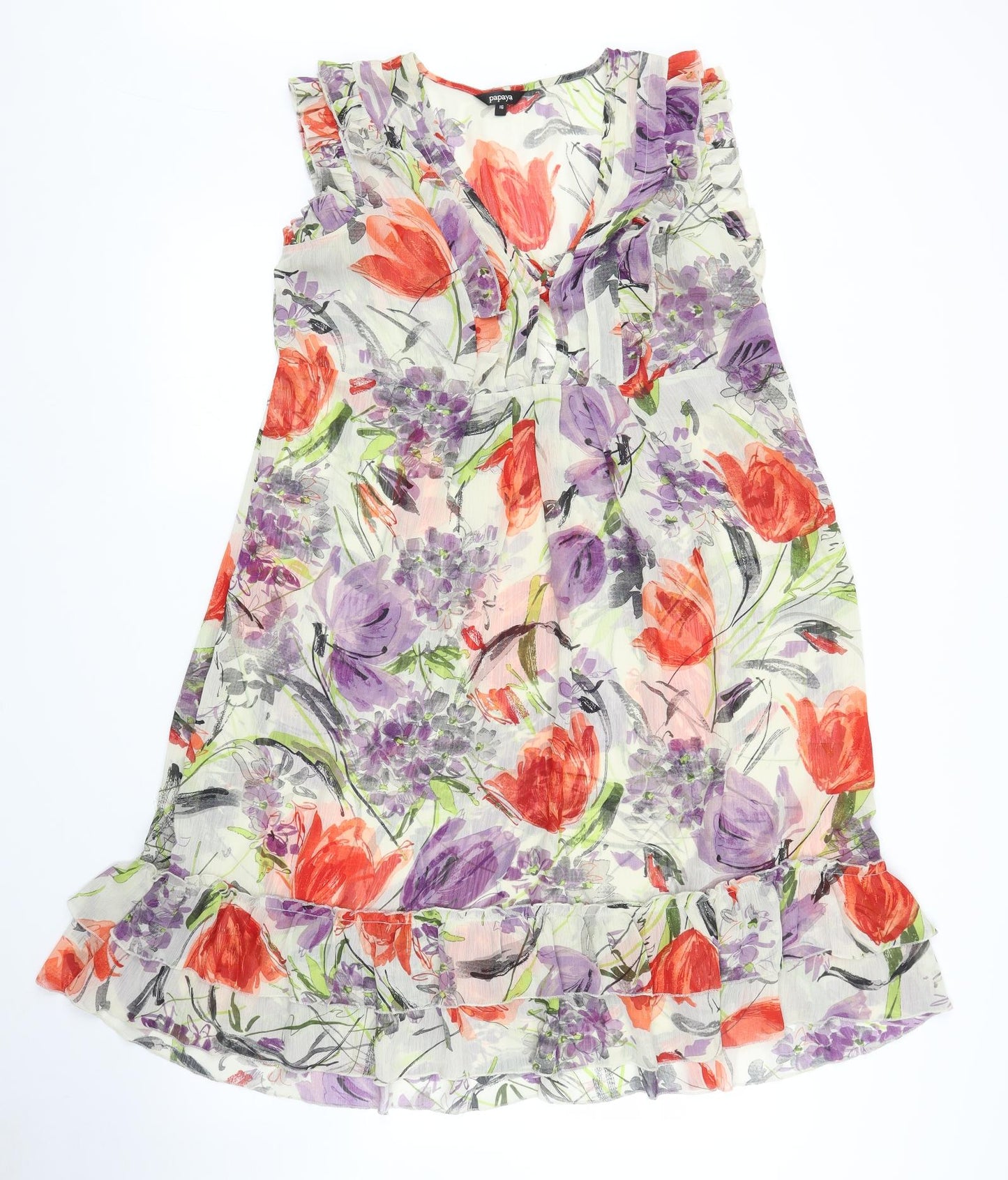 Papaya Womens Beige Floral  A-Line  Size 16