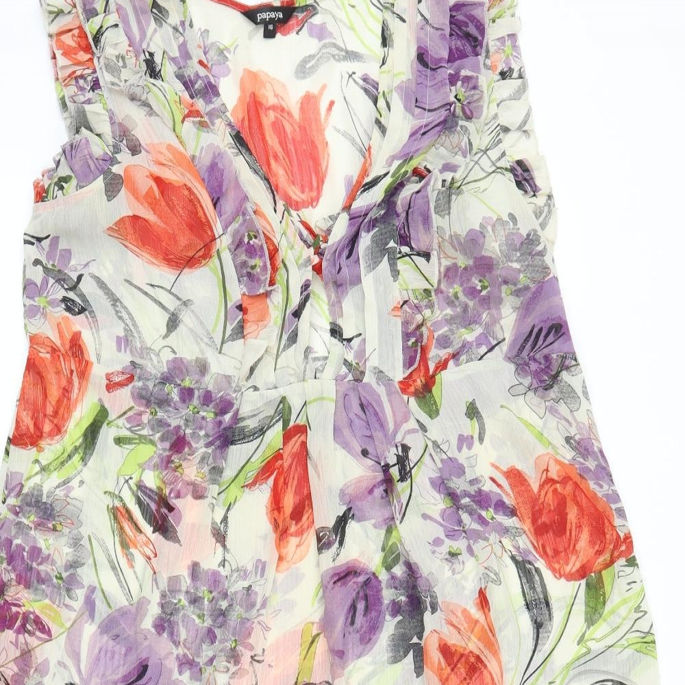 Papaya Womens Beige Floral  A-Line  Size 16