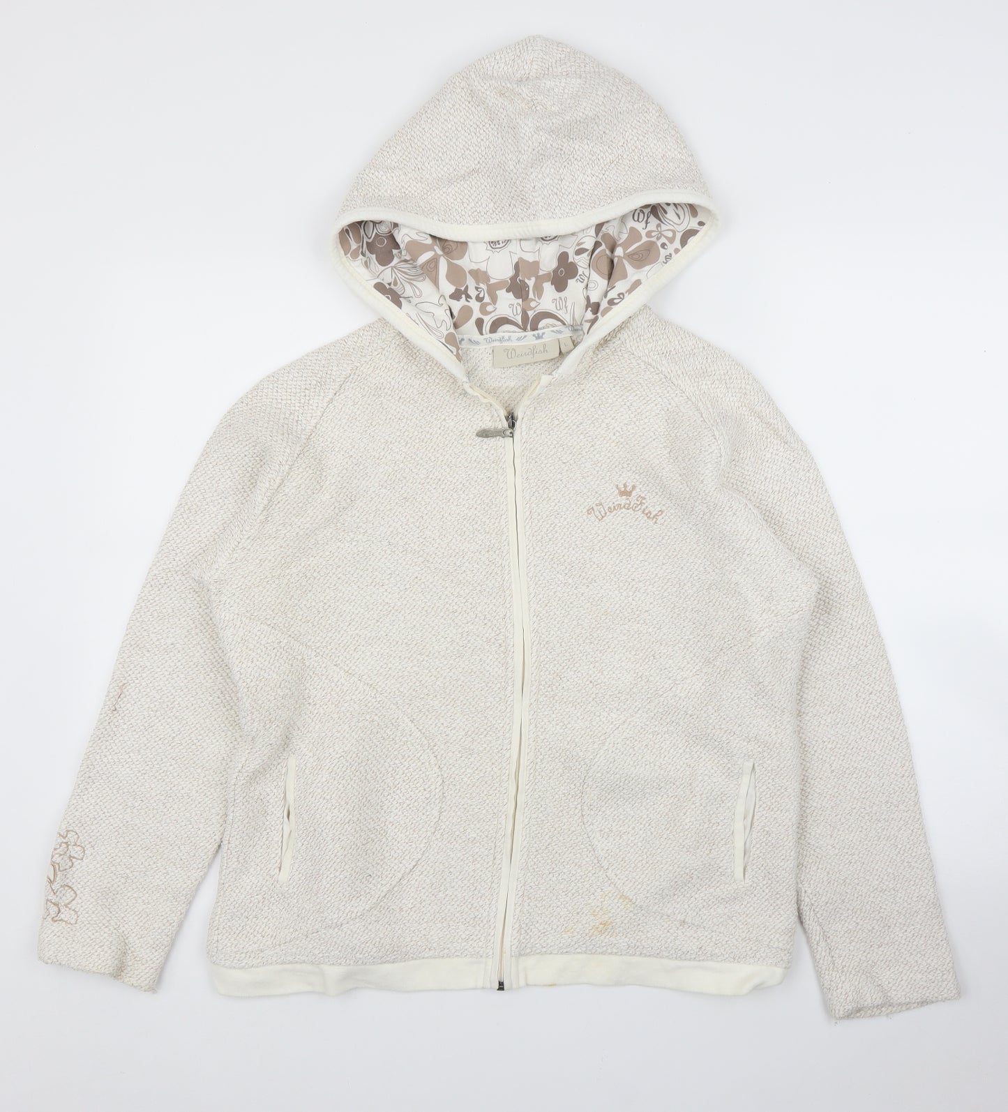 Weird Fish Womens Ivory   Full Zip Hoodie Size L
