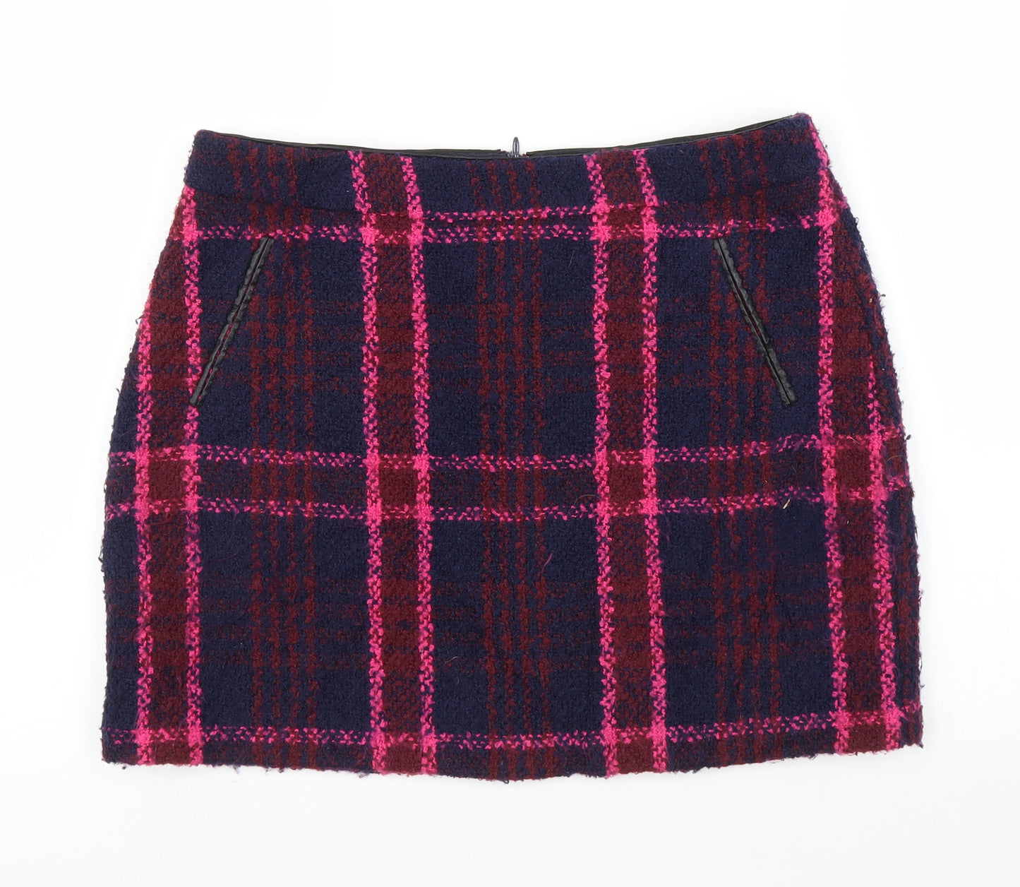 Oasis Womens Purple Plaid  A-Line Skirt Size 12